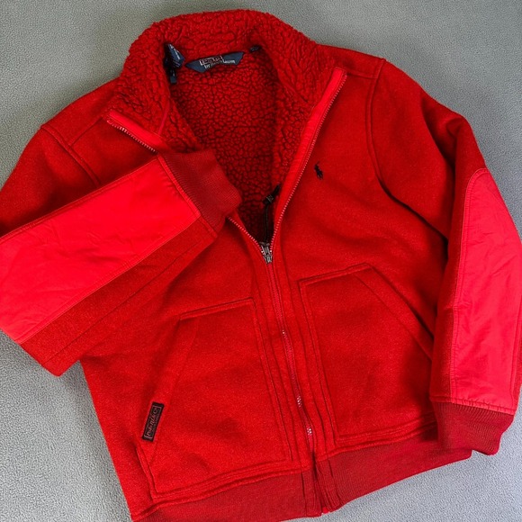 Polo Ralph Lauren Jacket Small Red Pony Logo Sherpa Fleece Lined Heavyweight - Picture 1 of 10